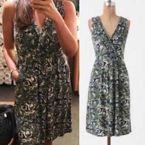 Anthropologie Porridge Green Woody Nymph Dress Size‎ XS V-Neck Pockets Bohemian